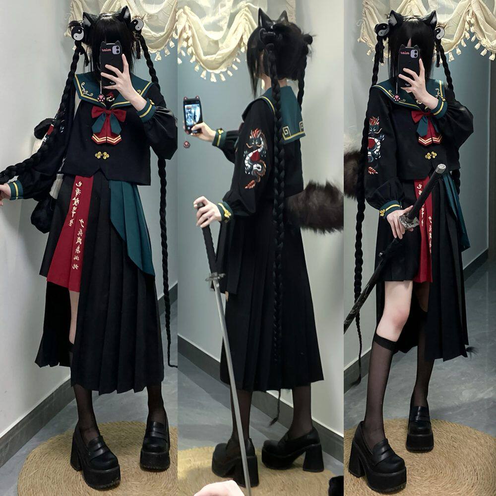 【神北JK】原创 火龙 重工jk制服正版不良少女水手服日系套装长裙