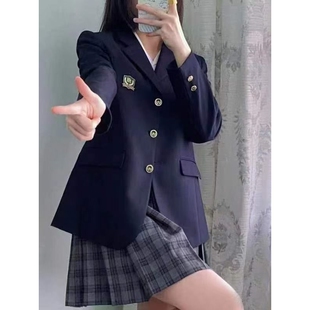 原创jk制服西装外套秋冬季款津御中西服学院风套装校供感小个子女