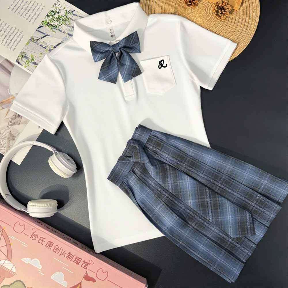 妙氏优品原创秋季2025雾池高校套装polo衫JK制服格裙正版多巴胺女