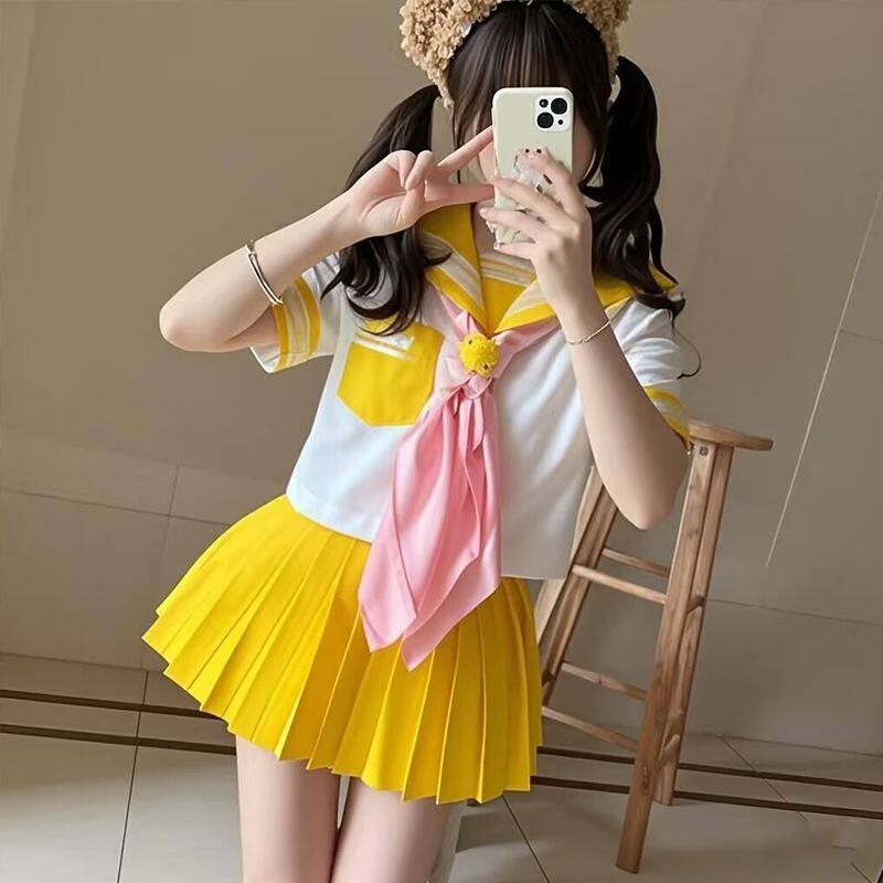 小梦复刻基础版短袖水手服粉色蓝色jk制服日系学院风套装