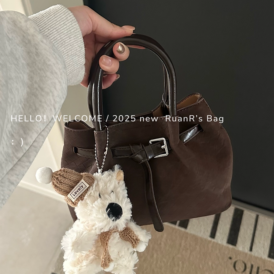 软软的包 小众复古编织菜篮子 百搭手提斜挎通勤包包女休闲秋冬