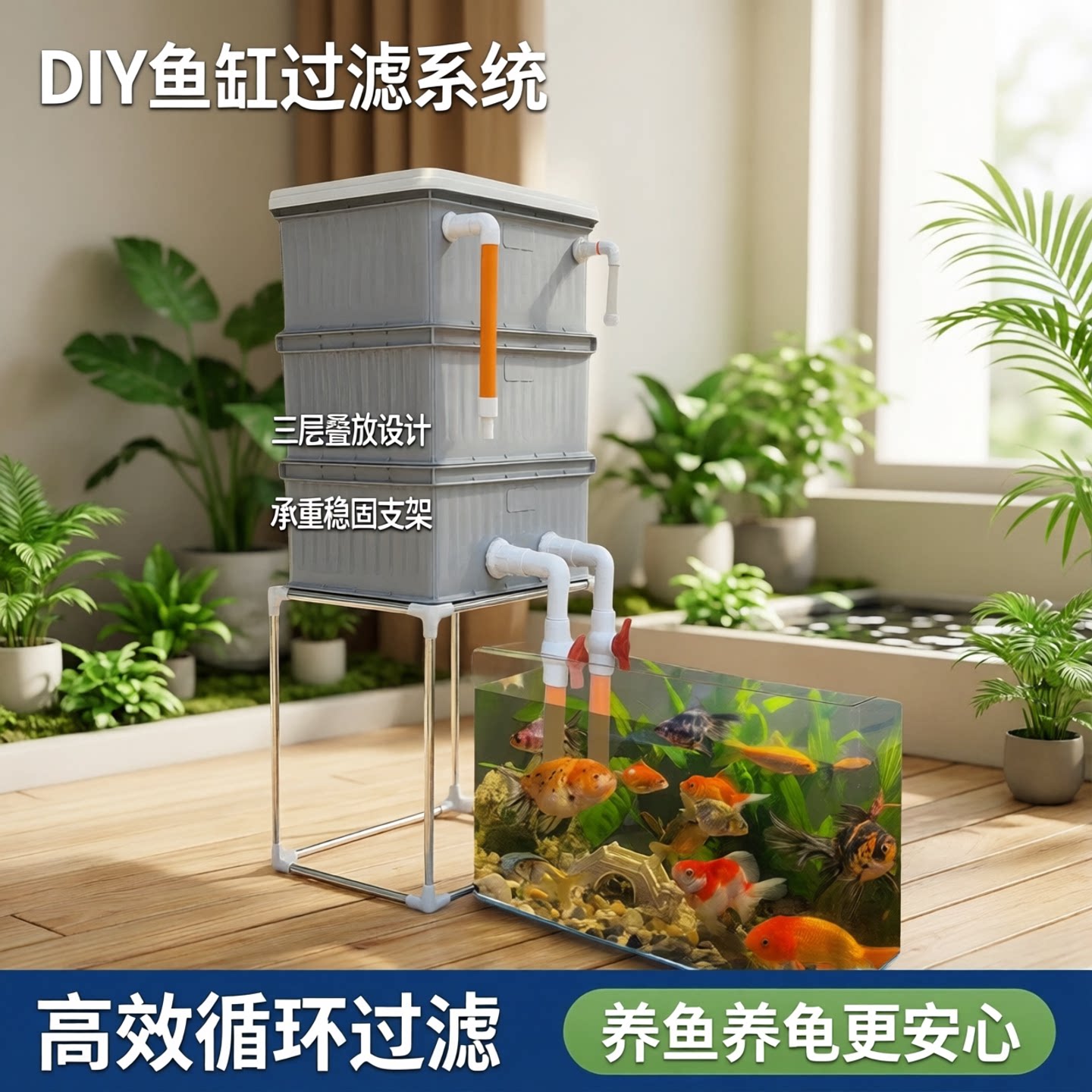 鱼缸鱼池龟缸过滤箱支架周转箱上置架子支撑架底座diy过滤盒底托