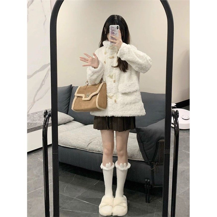 冬季羊羔毛外套女加绒加厚小个子学院风仿皮草上衣小香风毛毛外套,男装,牛仔外套,淘宝优惠券,粉丝福利购,淘宝优惠卷