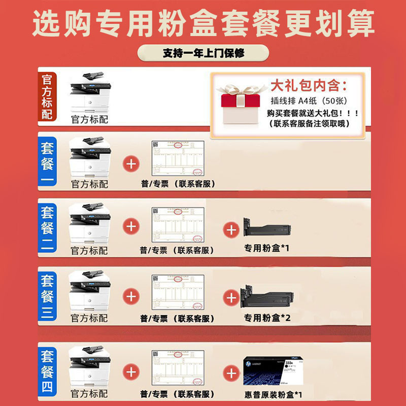 HP惠普A3打印机M437N/42523N三合一商用办公打印机扫描复印一