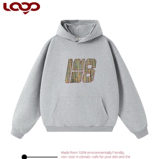 LOQO加绒卫衣发芽计划复古游牧民族风编织感宽松潮牌长袖连帽卫衣