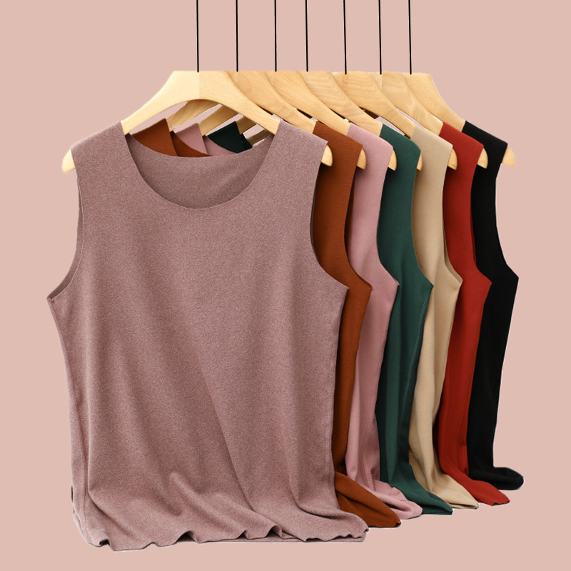 德绒保暖背心女士休闲大码加肥宽松女士打底上衣加绒加厚内搭马甲