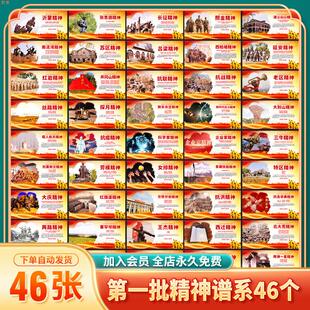 1套弘扬中国精神谱系红色主题挂图海报批精神谱系展板素材