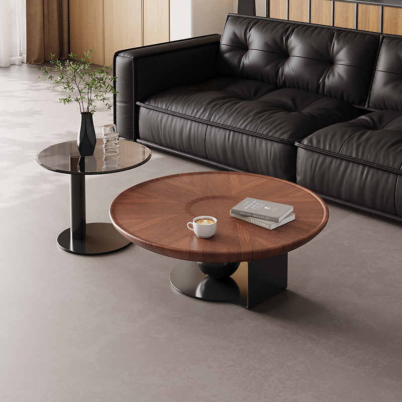 意式极简圆形创意茶几边几组合现代简约客厅家用小户型轻奢高级感