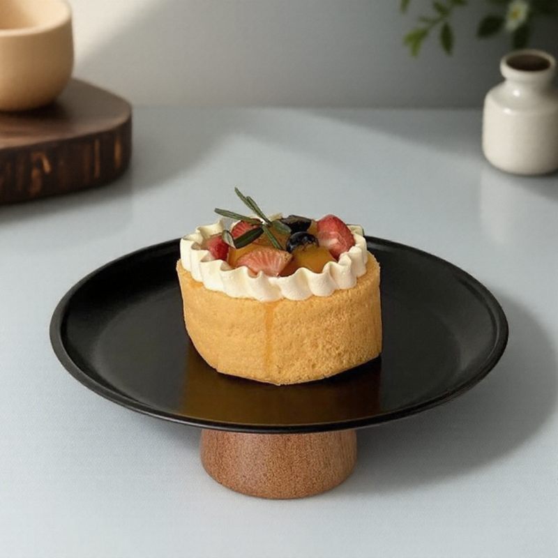 轻奢高级感实木高脚盘水果盘客厅家用零食摆放盘糖果盘茶点甜品盘