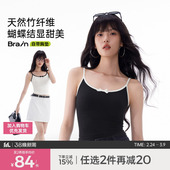 半练蝴蝶结吊带女带胸垫背心黑色打底内搭外穿美背 件 百补49