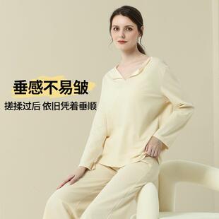 外80支薄丝RME光棉索罗娜秋冬女可士睡衣套装 穿家居服 抗皱款 长袖