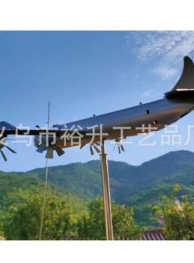 20220515跨境亚马逊热卖堡垒飞饰机风车金属工艺品模件具摆庭院装
