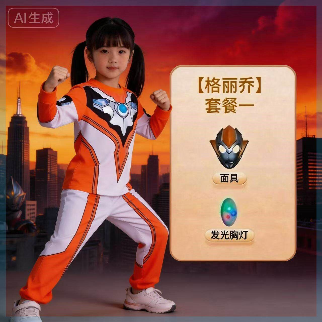 。女童格丽乔奥特曼套装纯棉A类1-2-3岁小女孩迪迦赛罗运动长袖长