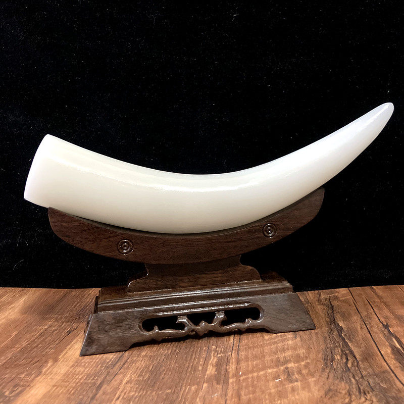 天然白玉象牙摆件装饰客厅酒柜电视柜办公桌中式祝福礼品玉雕玉石