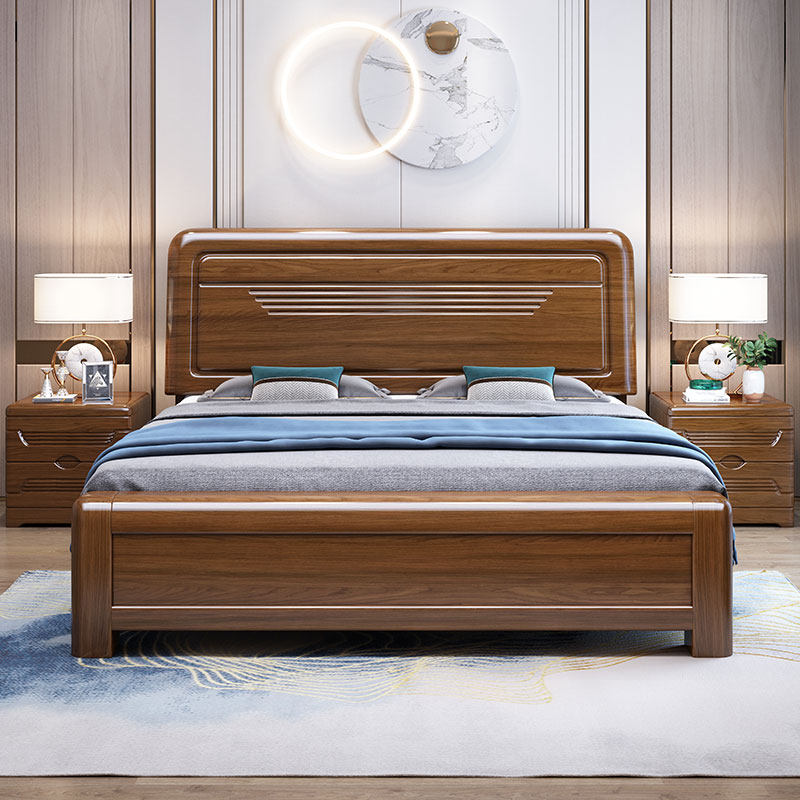 新品新木中式胡人桃木全实床米1.8双床1.5米卧室婚床经济型1.2m单