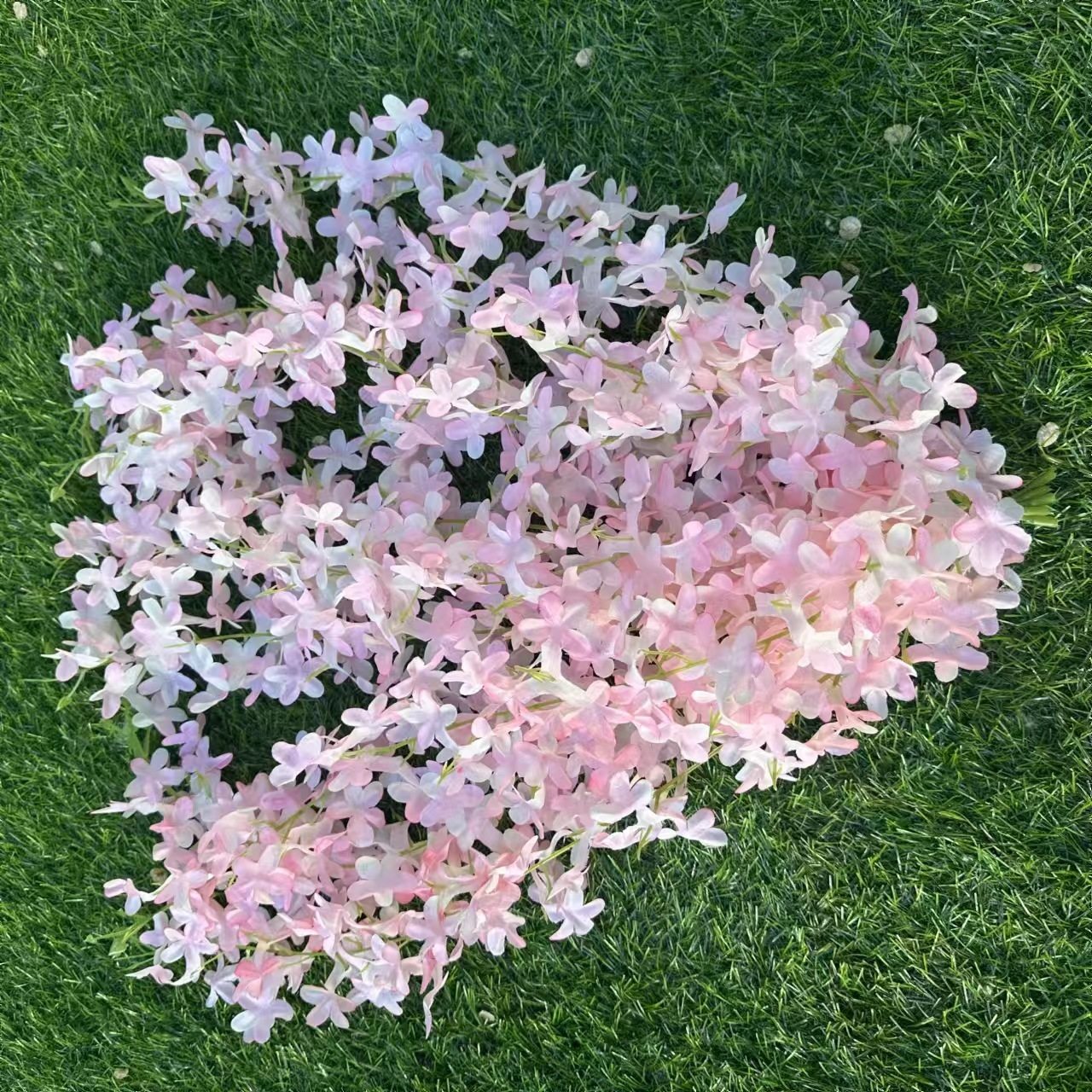 新款仿真丁香花串加密花串户外婚庆垂钓装饰花藤紫藤花花瓣