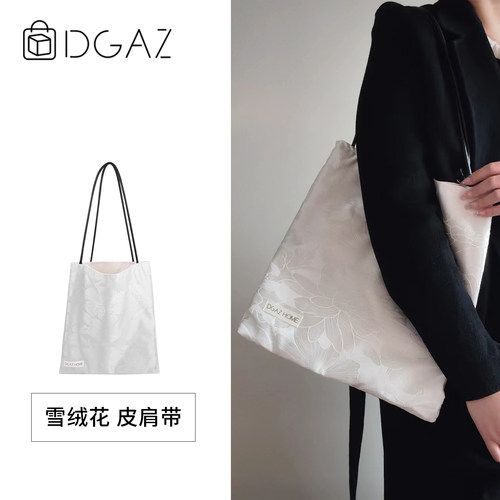 DGAZ HOME雪绒花皮肩带国风百搭帆布袋通勤单肩包新中式2026春夏