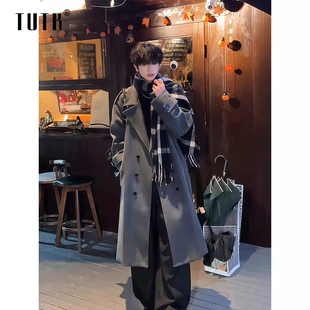 英伦风双排扣毛呢大衣男款冬季韩系中长款西装领风衣百搭保暖外套