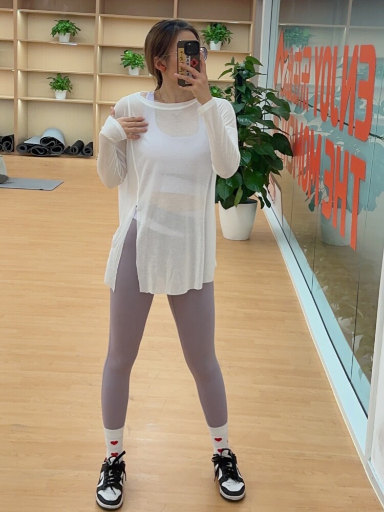 VCYG凉感防晒轻薄宽松运动长袖女罩衫显瘦长款遮臀透气瑜伽健身服