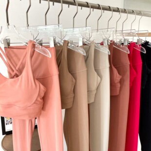 VCYG中国红瑜伽健身服紧身显瘦弹力透气美背跑步内衣运动两件套装