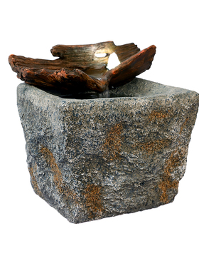 庭院花园石槽流水景观喷泉户外园林仿古做旧石臼雾化水缸招财摆件