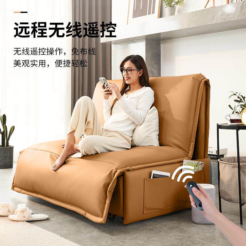 真皮伸缩电动沙发床两用小户型客厅书房多功能折叠单人储物沙发床