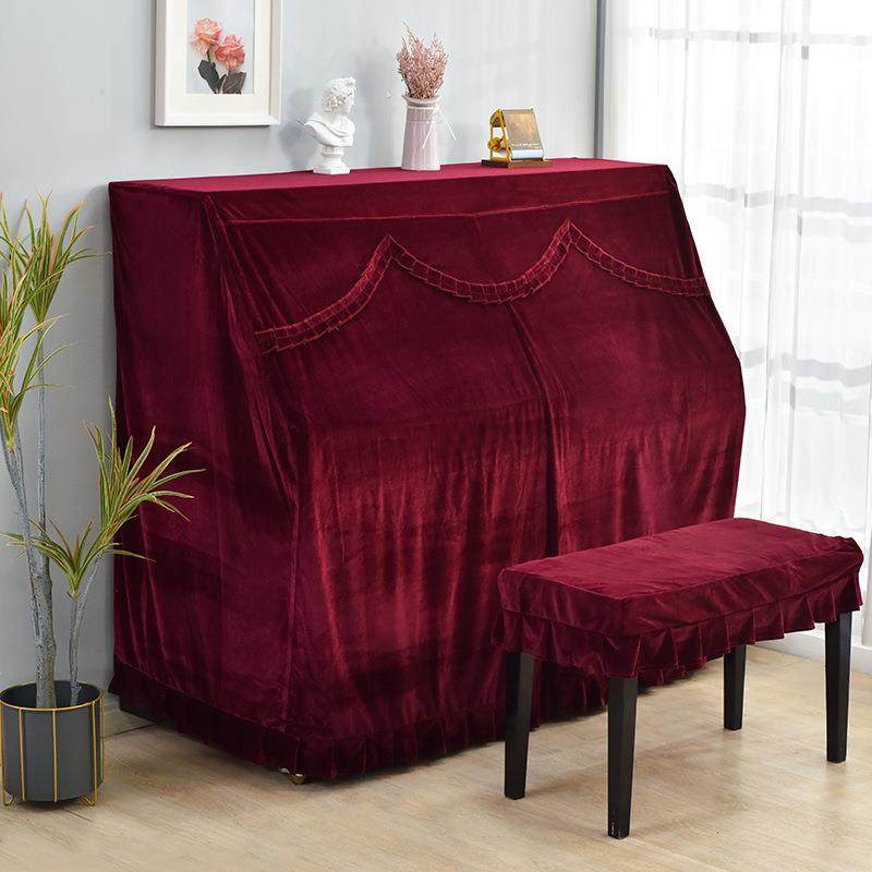 加厚钢琴防尘罩金丝绒钢琴罩全罩欧式简约防尘布艺全包配凳罩