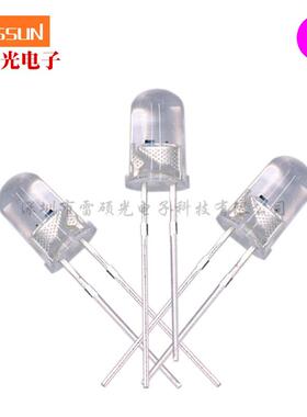 f5led直插灯珠指示灯发光二极管2脚透明胶体短脚5mm粉色超亮