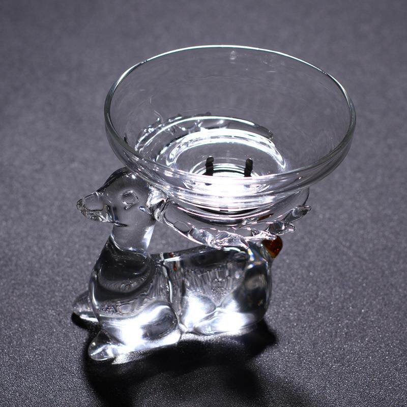 创意玻璃茶漏喜鹿玻璃过漏网泡茶过滤器茶具配件不锈钢茶滤网
