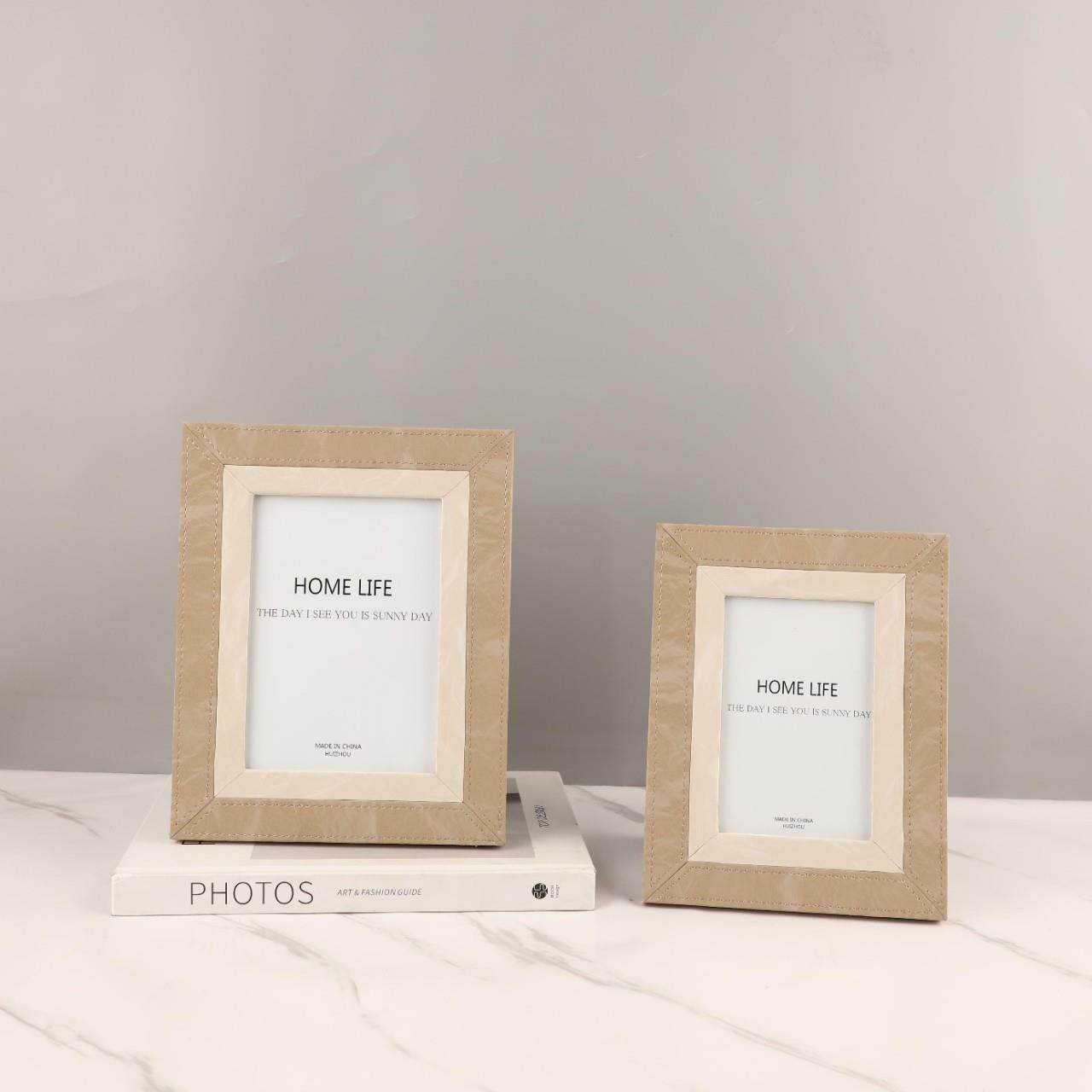北欧极简高级感皮革相框桌面摆件客厅卧室床头柜电视柜家居装饰品