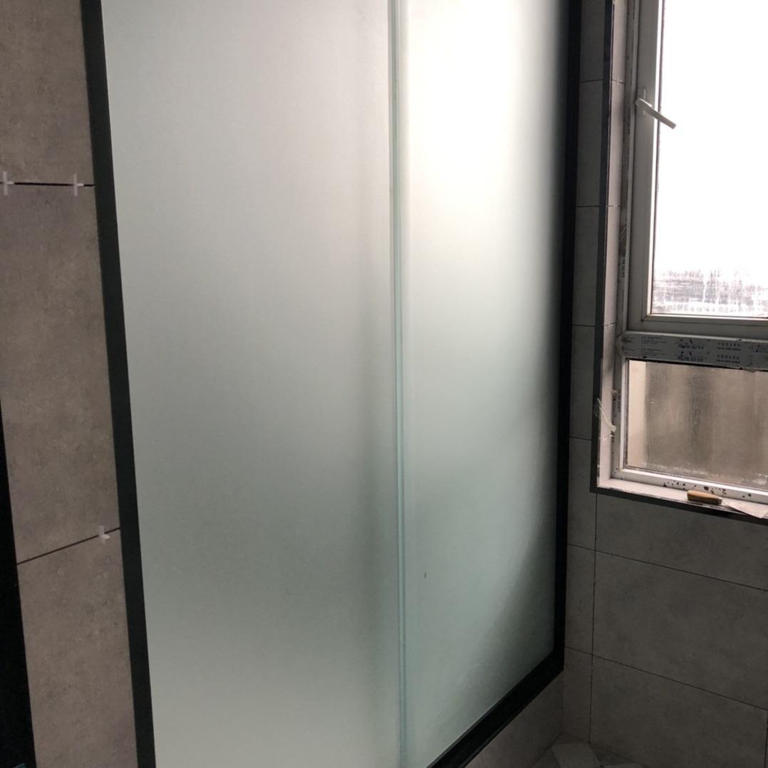 不锈钢淋浴房沐浴室卫生间洗澡简易玻璃隔断一字型形移门屏风