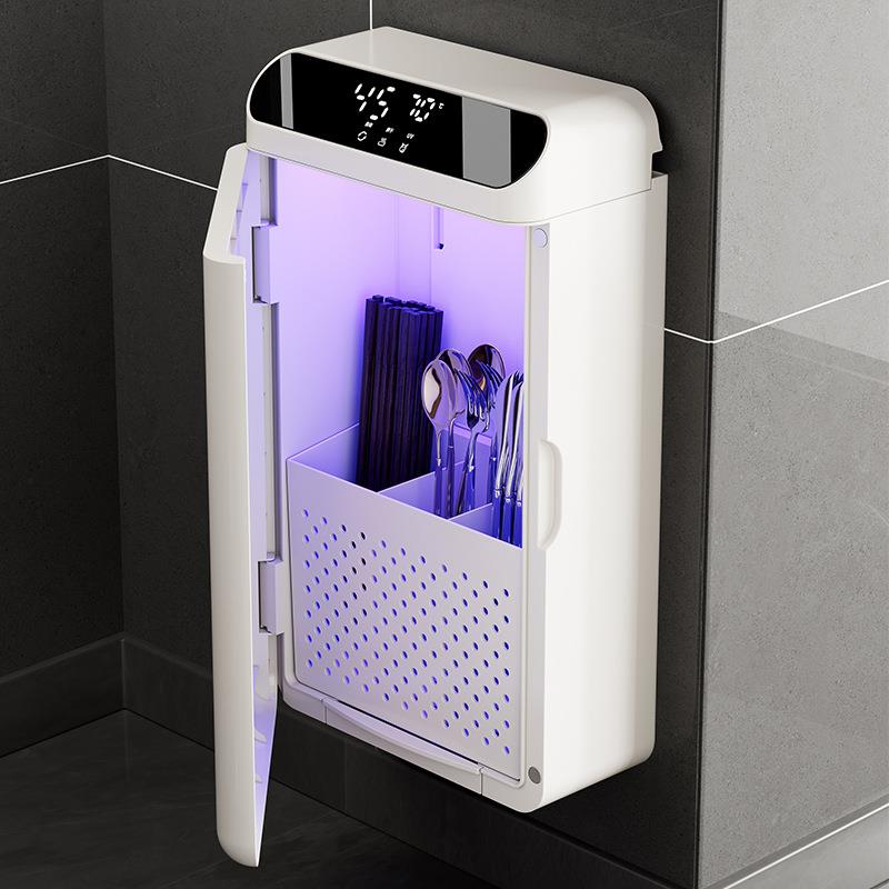 高端智能消毒烘干筷笼家用筷子筒无痕壁挂式收纳盒餐具筷笼一体机