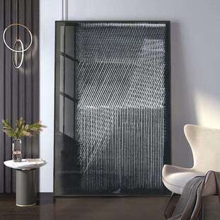 海因茨·马克冷色调抽象线条装饰画黑白工业风样板房后现代大幅画