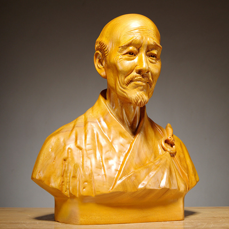 崖柏人物雕刻摆件弘一法师现代中式家居客厅玄关摆设装饰手工艺品