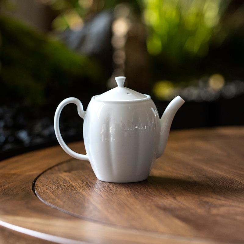 中式甜白釉复古手工泡茶壶单个小号家用陶瓷小品壶家用简约泡茶器