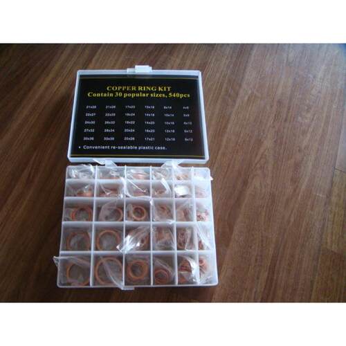 540PCS紫铜垫片组套/密封件/圆环垫片/平垫/紧固件组套/组套