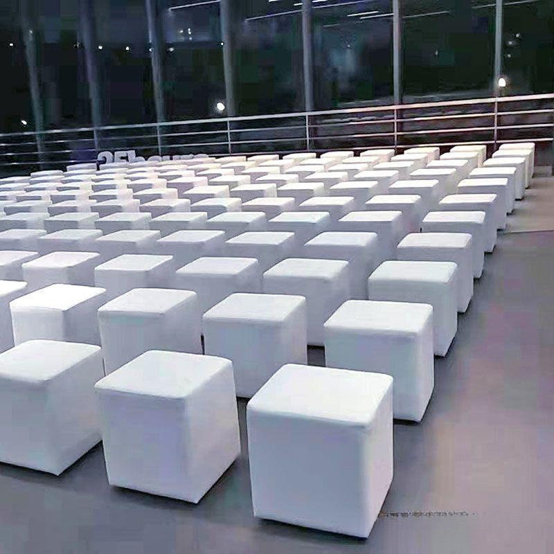 白色会展活动面包凳皮凳方凳沙发凳土司凳矮凳小方墩婚礼车展凳子