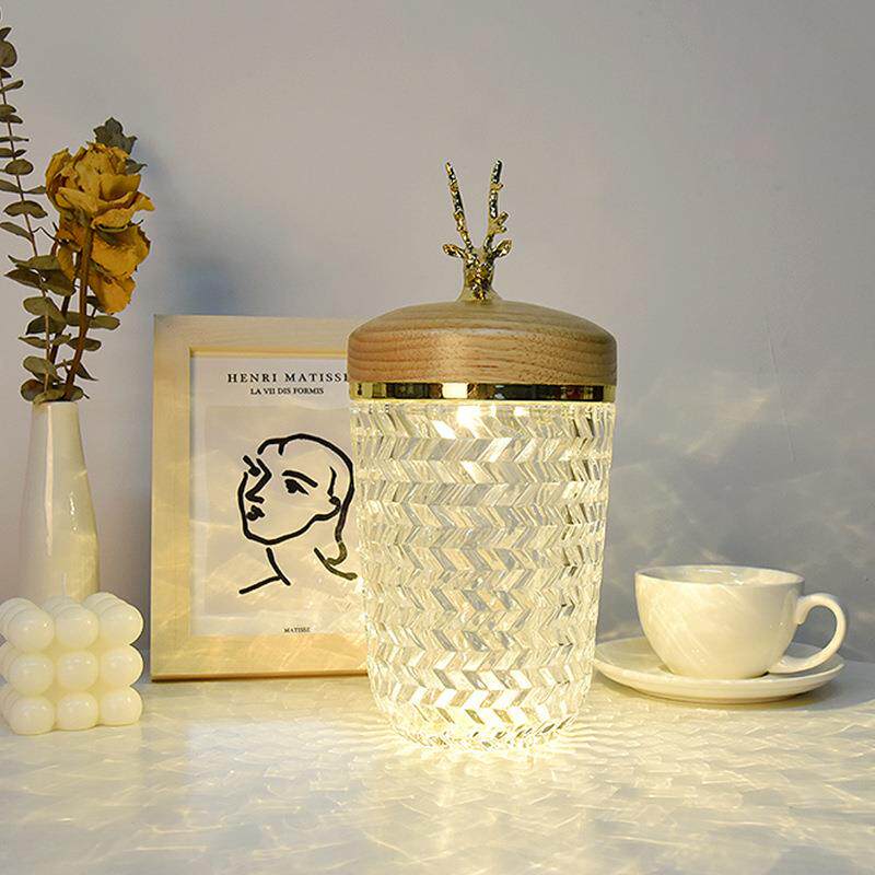 轻奢美式手提灯水晶送过床头柜台灯网红钻石氛围卧室床头充电灯具