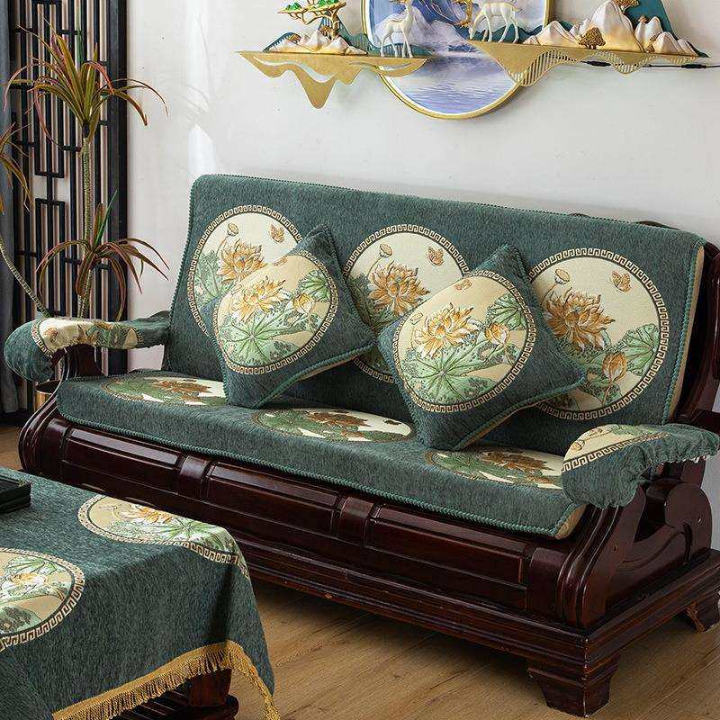 实木质沙发垫带靠背连体加厚中式四季防滑春秋椅海绵坐垫
