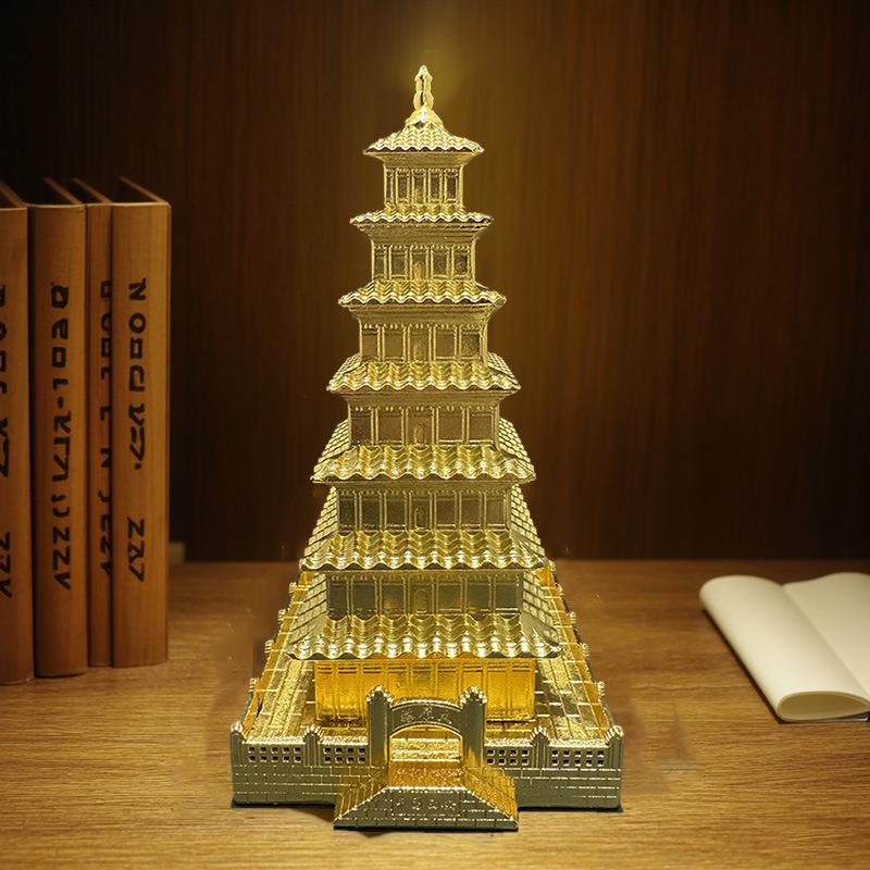 新品合金大雁塔摆件7层塔工艺品西安文游创意纪念品仿古摆件直播