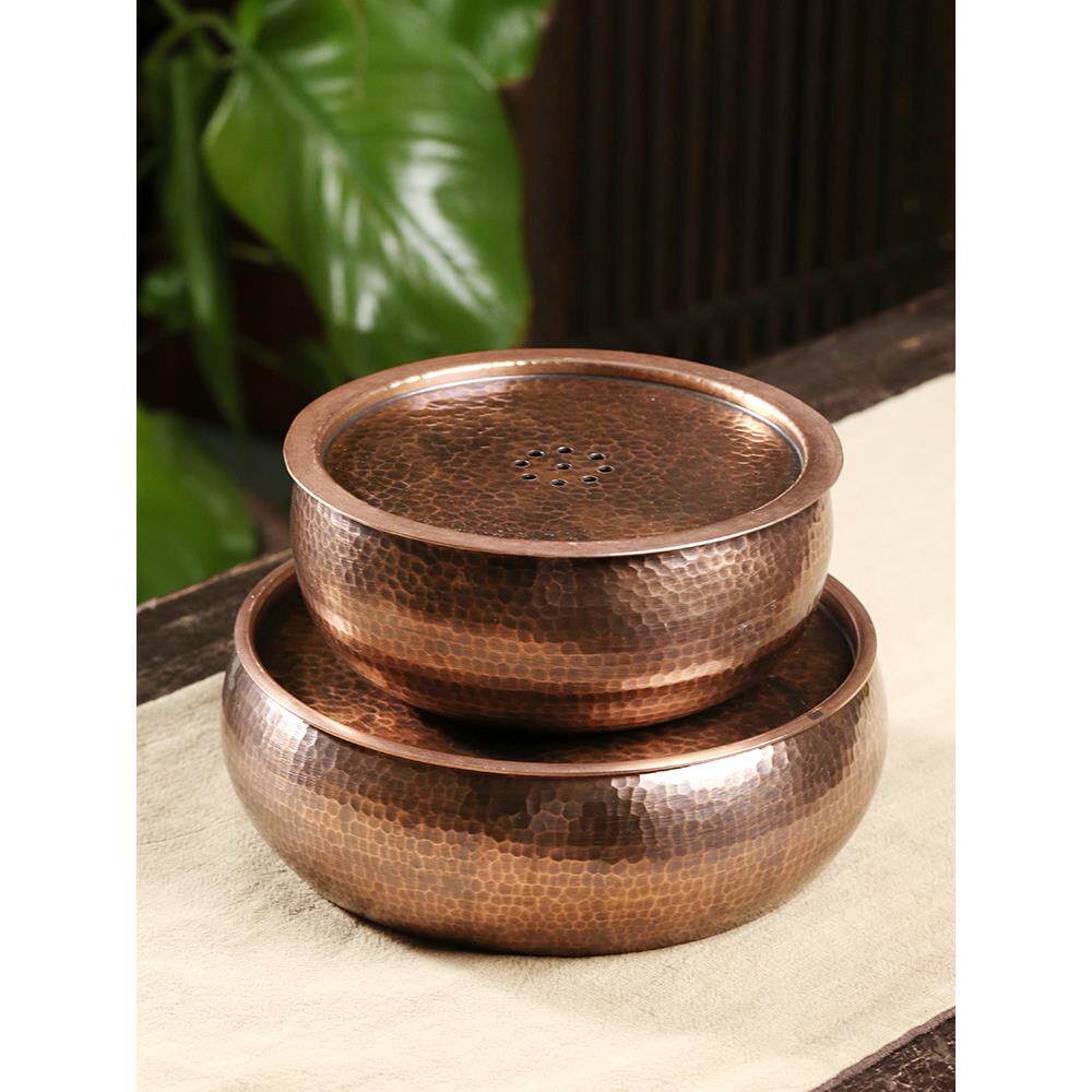 xyt纯手工纯铜壶承复古大号紫砂壶托建水茶洗干泡台茶具配件