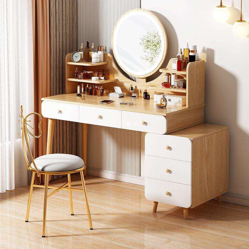 轻奢梳妆台卧室简约现代小户型斗柜床头柜一体网红主卧化妆桌