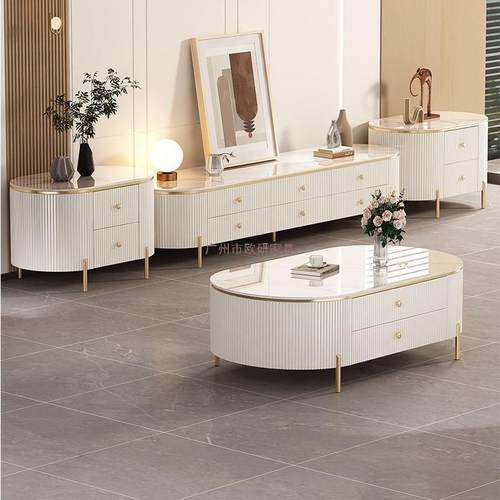 茶几客厅家用2024新款轻奢感网红小户型北欧茶几桌电视柜组合