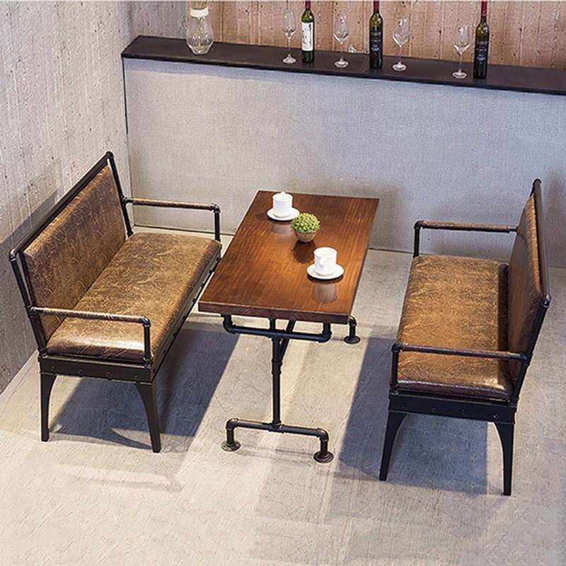 美式主题餐厅多人卡座餐桌椅组合loft实木餐台主题餐厅餐吧沙发