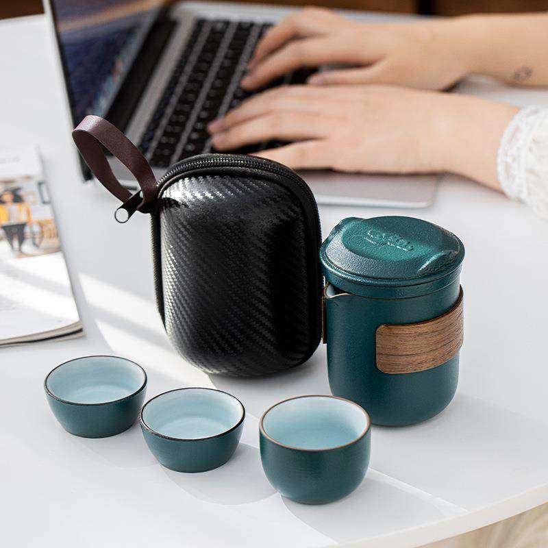 旅行茶具小套装便携式包单人快客杯户外露营喝茶装备随身泡茶茶杯