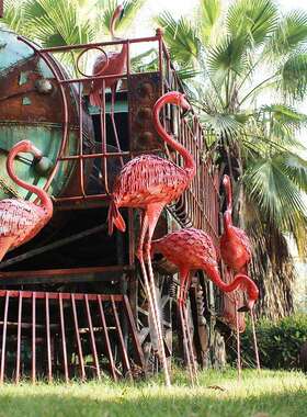 百界仿真铁艺火烈鸟园林花园动物摆件婚庆道具摄影派对橱窗装饰