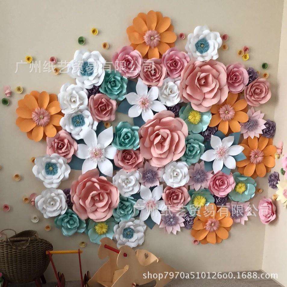 网红卡纸背景纸花向日葵玫瑰花制作花儿童手工课装饰立体纸花