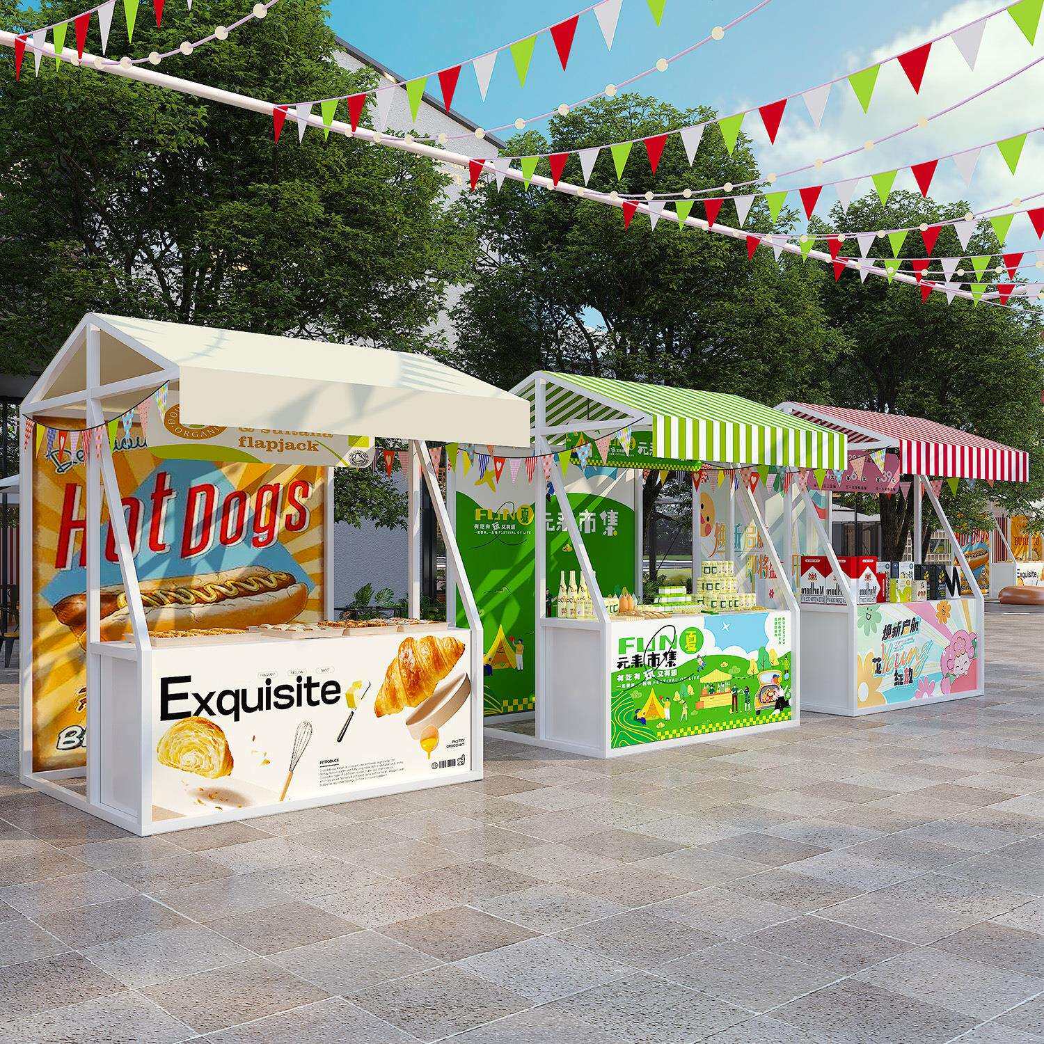 户外美食街小吃摊位展示架网红景区可移动铁艺促销架集市地摊货架