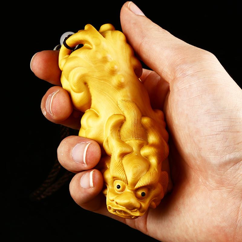 黄杨木雕摆件实木把玩物件文玩手把件招财貔貅随身男士盘玩小挂件