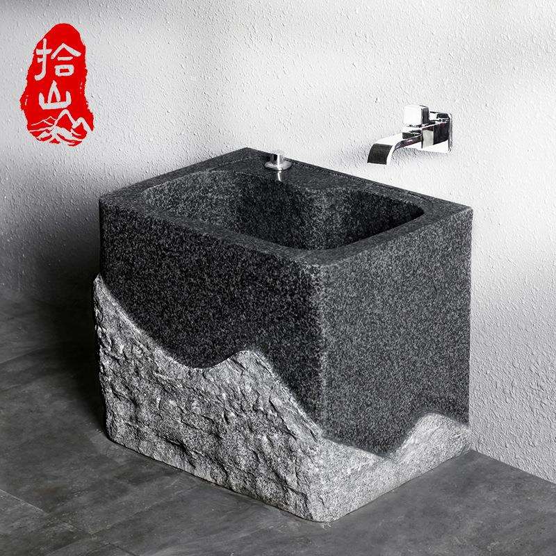 室外石材墩布池家用阳台简约石头拖把池盆户外庭院整石拖布池水槽